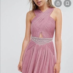 Little Mistress cross embellished maxi dress Sz 6 petite